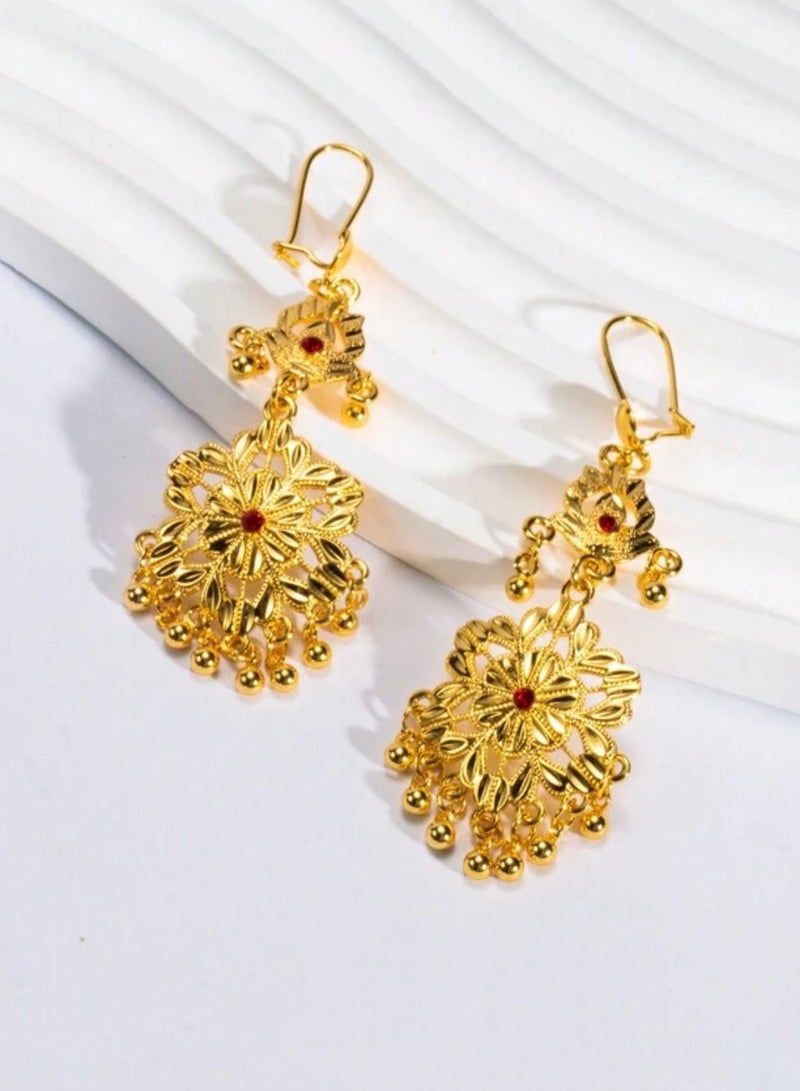 GOLDMAX Elegant 21k Gold Plated Drop Earrings For Women - Image 1
