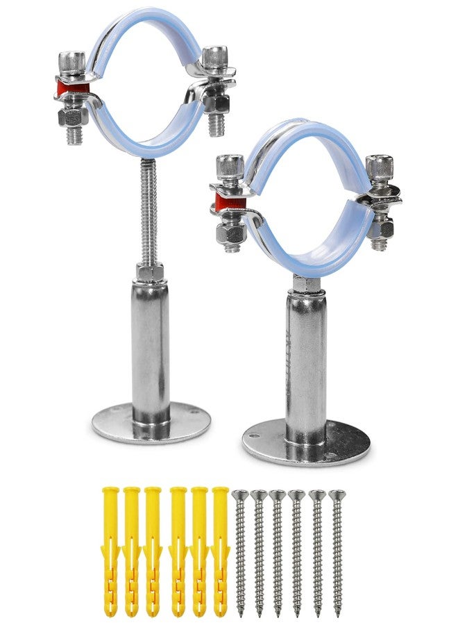 AKIHISA 2 Pcs 304 Stainless Steel Pipe Supports, Wall Mount Ceiling Mount Pipe Hanger, Pipe Holder for OD Pipe 80-89MM Adjustable Height Range 50-100mm - Image 1