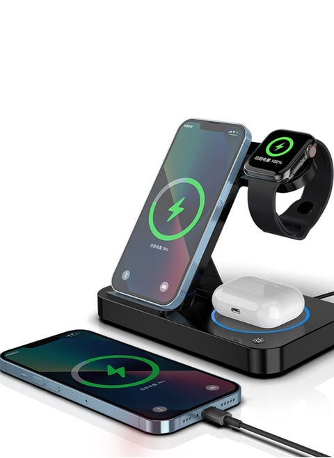 Wireless Charger, 15W Qi Certified Fast Wireless Charging Stand with Sleep-Friendly Adaptive Light, Foldable, for iPhone 15 14 13 12 11 Pro Max XS 8 Plus Samsung Galaxy S23 S22 Ultra S21 S20 Note 20 Google