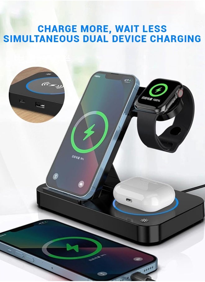 spa luxetique - Wireless Charger, 15W Qi Certified Fast Wireless Charging Stand with Sleep-Friendly Adaptive Light, Foldable, for iPhone 15 14 13 12 11 Pro Max XS 8 Plus Samsung Galaxy S23 S22 Ultra S21 S20 Note 20 Google - Image 1