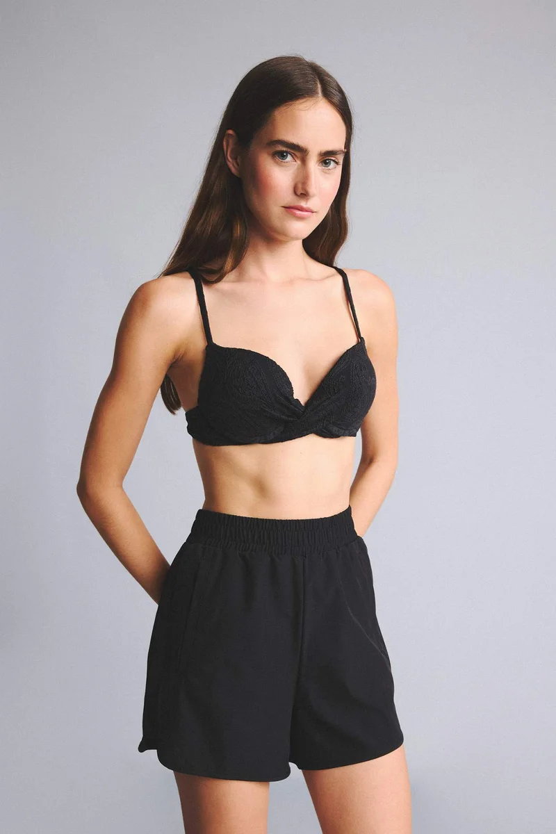 Defacto  Regular Fit Elastic Waist Black Short Swim Shorts for Men | Best Price UAE