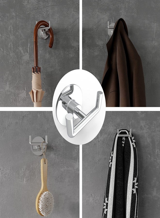 Ruacq Adhesive Double Towel Hook Chrome Round Base Bathroom Robe Self-Adhesive Towel Holder Hand Towel Hanger Stainless Steel and Zinc Alloy Modern Polished Chrome 2 Pack - Image 3
