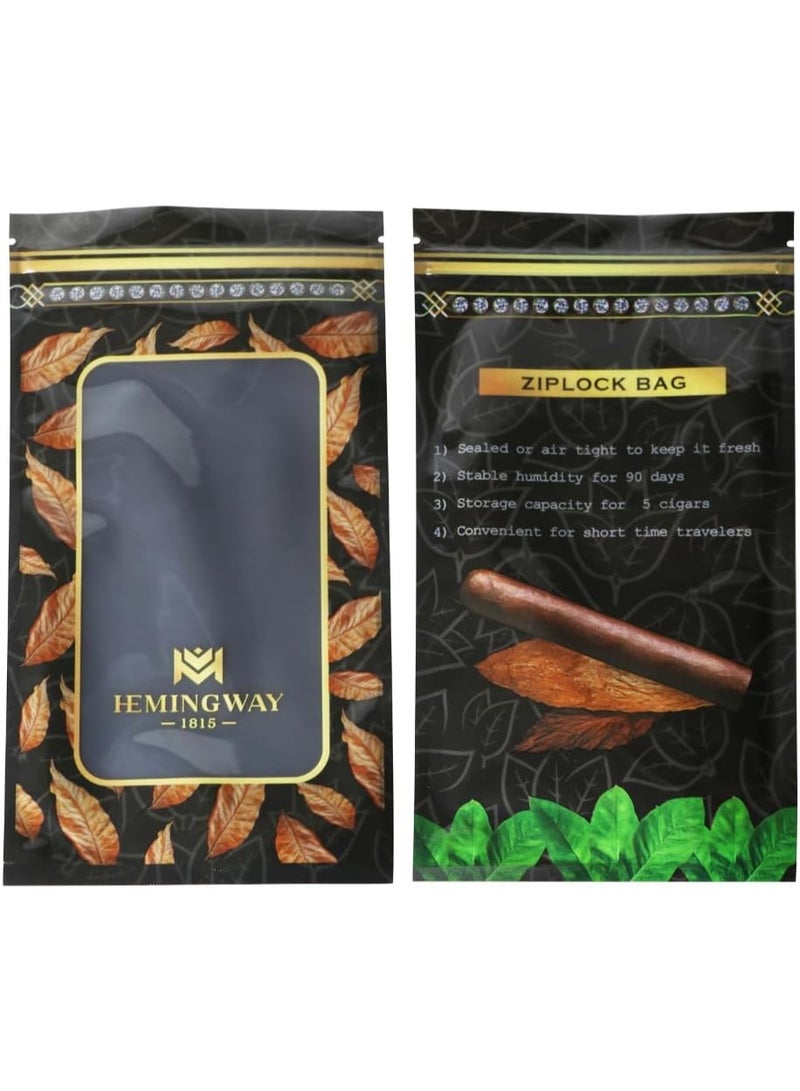 Hemingway Cigar Moisturizing Bag 65–75% RH Humidifier Bag – 25-Pack Portable Humidor Zip Bags - Image 1
