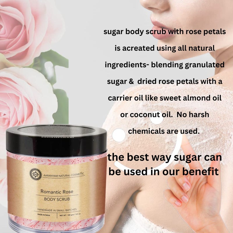 Aaranyam Pack of 2 Aaranyam Rose Petals Body Sugar Scrub for Men Women Natural Ten Dust Removel Body120 g - Image 3