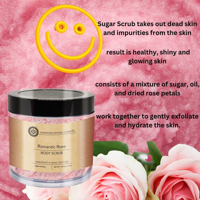 Aaranyam Pack of 2 Aaranyam Rose Petals Body Sugar Scrub for Men Women Natural Ten Dust Removel Body120 g - Image 2