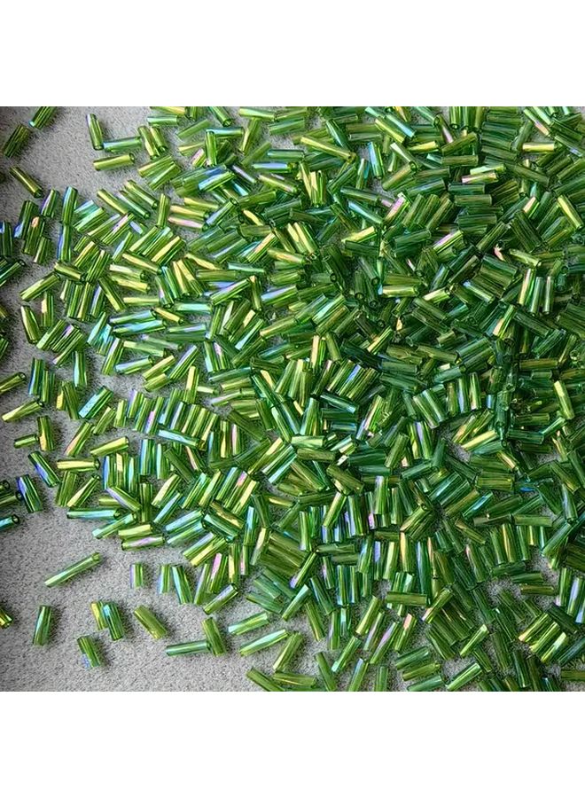 خرز أنبوب زجاجي فانتازيا أخضر عشبي 20 جرام 600 قطعة 2x6 مم خرز ملتوي لتطريز المجوهرات - Image 3