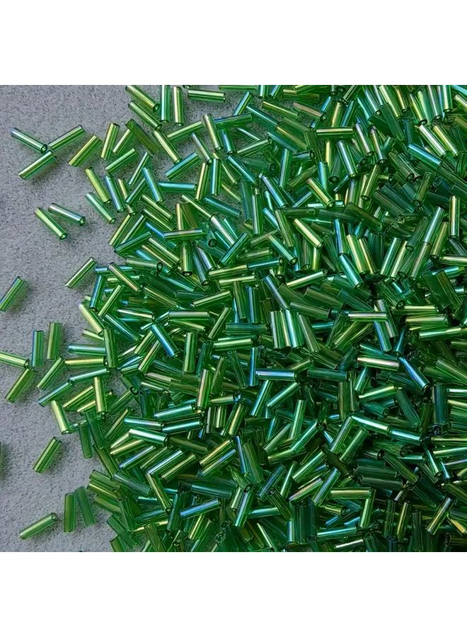 خرز أنبوب زجاجي فانتازيا أخضر عشبي 20 جرام 600 قطعة 2x6 مم خرز ملتوي لتطريز المجوهرات - Image 2