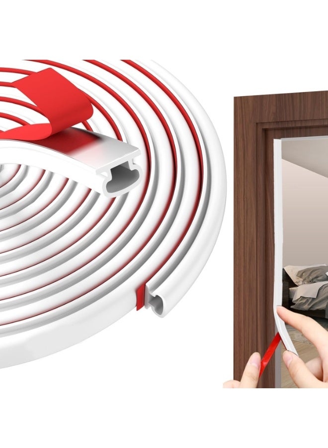 MOMENT Weather Stripping Door Seal - 19.7Ft Self-Adhesive TPE Rubber Door Seal Strip for Door Frame/Window Seal, Soundproofing & Insulation Strip to Block Drafts, Wind, Noise, Dust (White) - Image 1