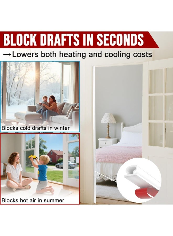 MOMENT Weather Stripping Door Seal - 19.7Ft Self-Adhesive TPE Rubber Door Seal Strip for Door Frame/Window Seal, Soundproofing & Insulation Strip to Block Drafts, Wind, Noise, Dust (White) - Image 2