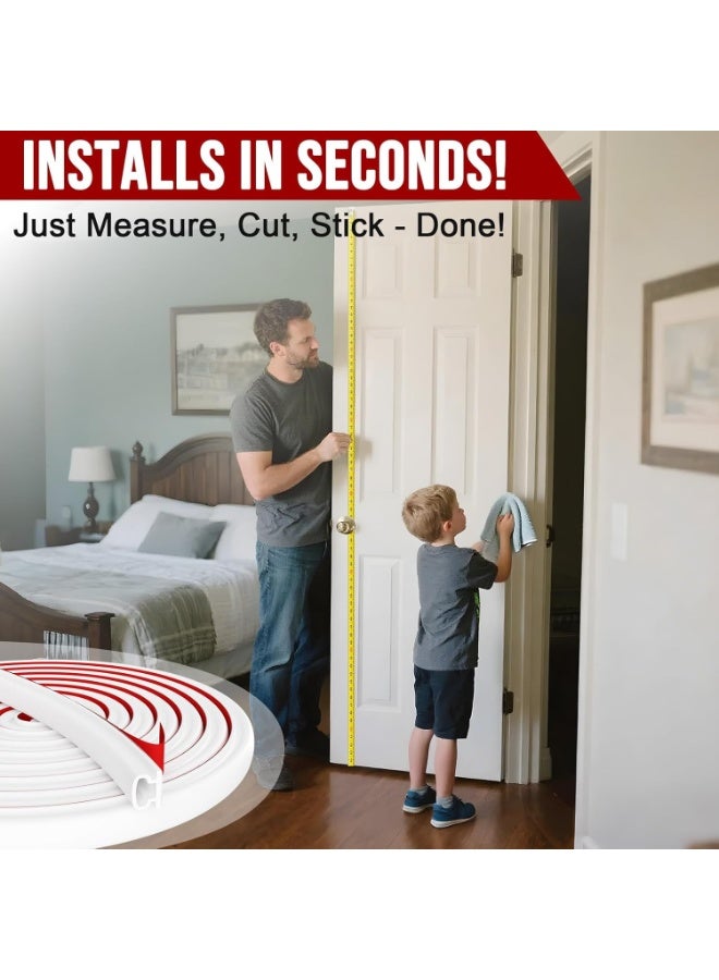 MOMENT Weather Stripping Door Seal - 19.7Ft Self-Adhesive TPE Rubber Door Seal Strip for Door Frame/Window Seal, Soundproofing & Insulation Strip to Block Drafts, Wind, Noise, Dust (White) - Image 4