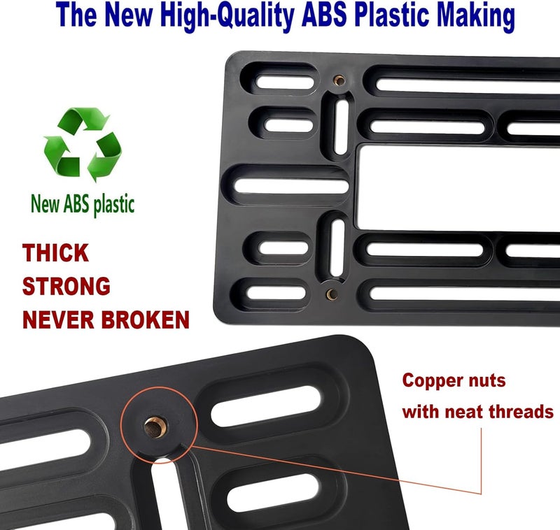 AOOTF Front License Plate Bracket- Universal Front Bumper Plate Mounting Kit, Car Tag Holder Adapter& Stainless Steel Plate Cover, Anti-Theft Lock Screws, Caps, Nuts, for US Vehicle Trailer Truck - Image 3