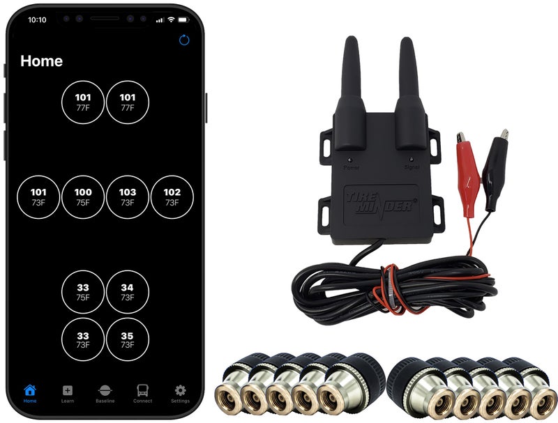 تيرمايندر سمارت TPMS مع 10 مرسلات لسيارات RV والمنازل المتنقلة والعربات ذات العجلات الخامسة والحافلات والمقطورات