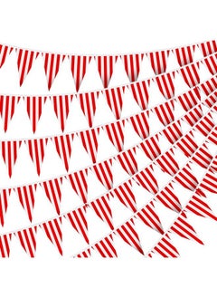 Breling 328Ft Carnival Circus Party Decorations Supplies Circus Carnival Bunting Banner 200 Pcs Red And White Striped Pennant Banner Flags String Triangle Bunting Flags For Carnival Birthday Party  - Image 2