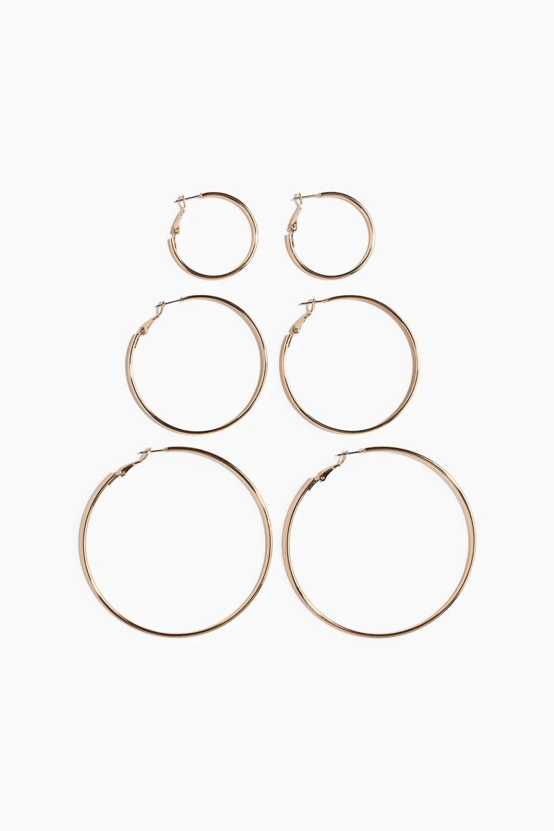 H&M 3 pairs hoop earrings