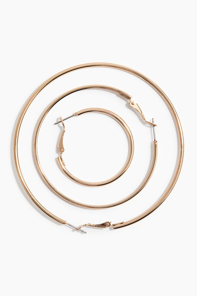 H&M 3 pairs hoop earrings