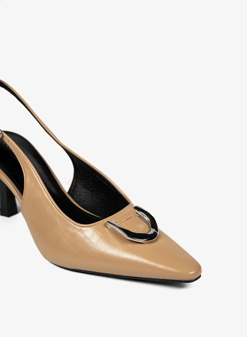 Geoomnii BEIGE Geoomnii Mid Heel Mules for Women – Stylish Backless Slip-On Heels for Office, Party & Everyday Wear for Women | Best Price UAE