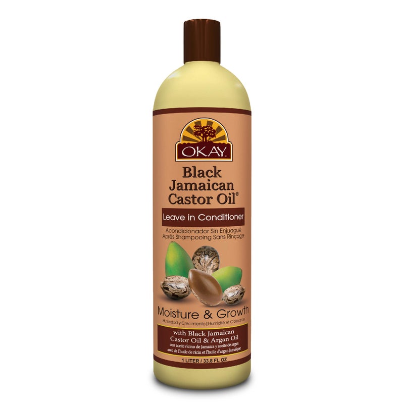 OKAY Black Jamaican Castor Oil Leave In Conditioner - Hair Moisturizer for Women and Men, Natural Hair Product Curly Grease for Smooth, Moisturized Feel - 33.8 oz (Pack of 1) - Image 1