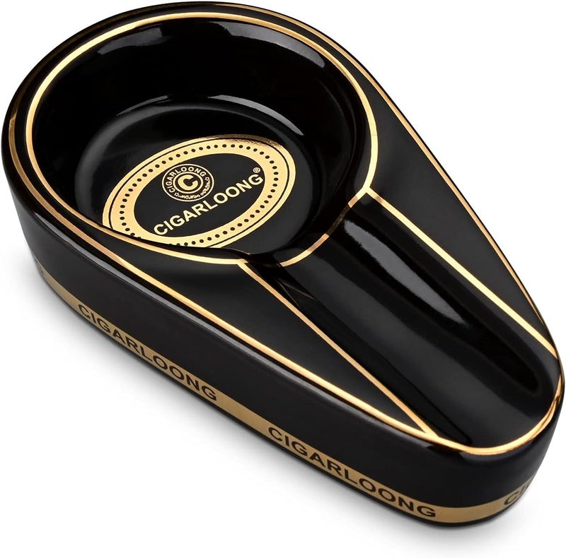 Classic Ceramic Cigar Ashtray - Black - Image 1