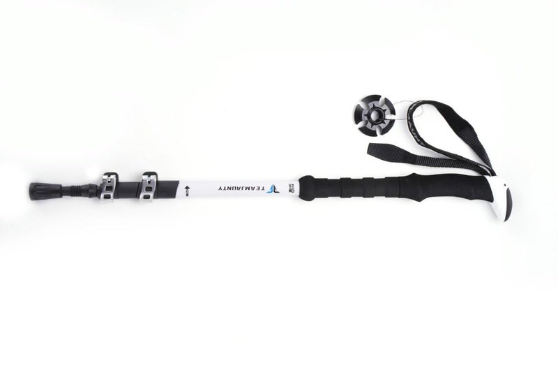 Cloudzy Trekking Pole High Trek Adventures Walking Stick Aluminum Alloy EVA Handle Design Ergonomic Pole Stick Adjustable Hiking Terrain Accessories Telescopic Alloy Pole (Black & White) - Image 3