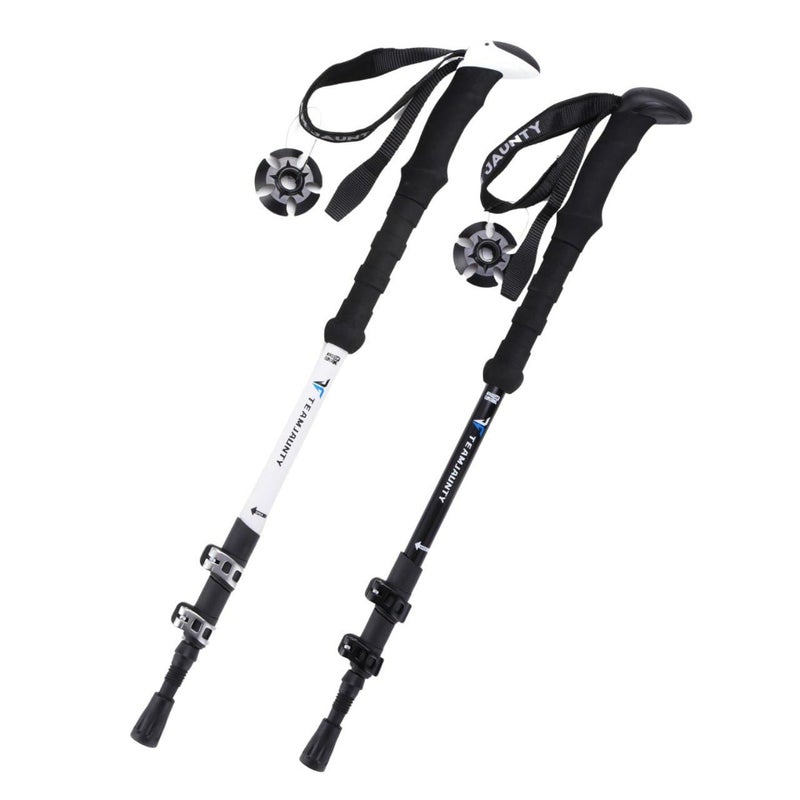 Cloudzy Trekking Pole High Trek Adventures Walking Stick Aluminum Alloy EVA Handle Design Ergonomic Pole Stick Adjustable Hiking Terrain Accessories Telescopic Alloy Pole (Black & White) - Image 1