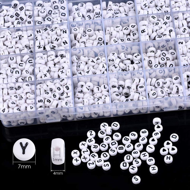 DoreenBow 1850PCS Acrylic Letter Beads A-Z Letter and Number Beads Round Alphabet Letter Beads for Valentines Day DIY Jewelry Making Valentines Bracelets Necklaces and Key Chains 7x4mm - Image 2