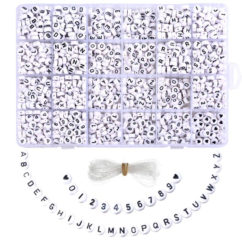 DoreenBow 1850PCS Acrylic Letter Beads A-Z Letter and Number Beads Round Alphabet Letter Beads for Valentines Day DIY Jewelry Making Valentines Bracelets Necklaces and Key Chains 7x4mm - Image 1