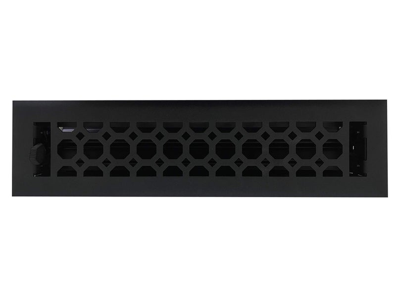 Empire Register Co Steel Floor Register 2x12 inch Honeycomb Design Textured Black Finish Heavy Duty Walkable Steel Floor Vents Metal Damper Attached Air Vents for Home Floor only