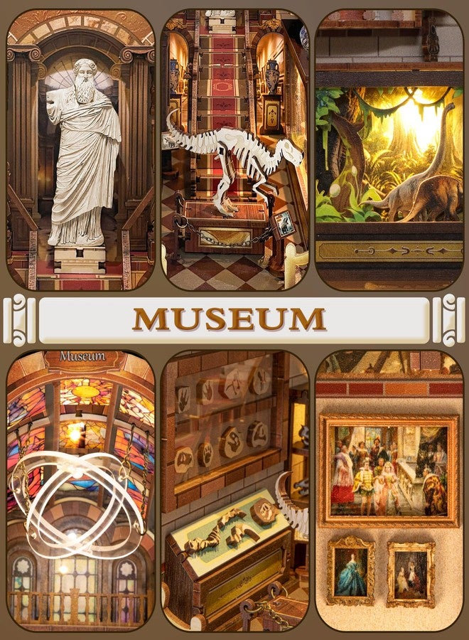 Quanquer مجموعة كوانكير لصنع ركن الكتب: ركن كتب دمى مع ضوء LED - مجموعة ألغاز خشبية ثلاثية الأبعاد لمنزل مصغر - حرف يدوية إبداعية للبالغين - ديكور إدخال رف الكتب - هدايا للأصدقاء والمهرجانات (متحف) - Image 5