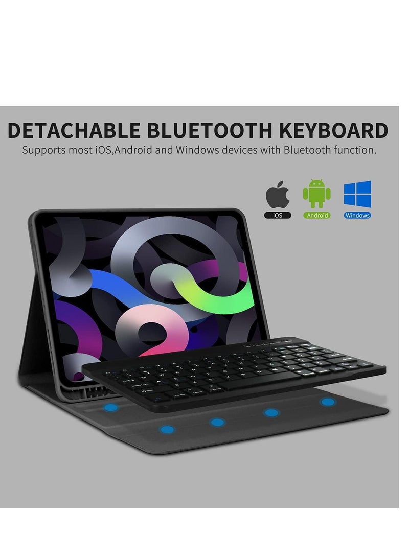 CaseBuy - Keyboard Case for iPad Pro 2022 11-inch 4th Gen Air 5th 4th Gen 2022/2020 Pro 11 1st 2nd 3rd 2018 /2020 /2021 10.9 inch Case with Pencil Holder Detachable BT Keyboard Smart Folio Black - Image 1