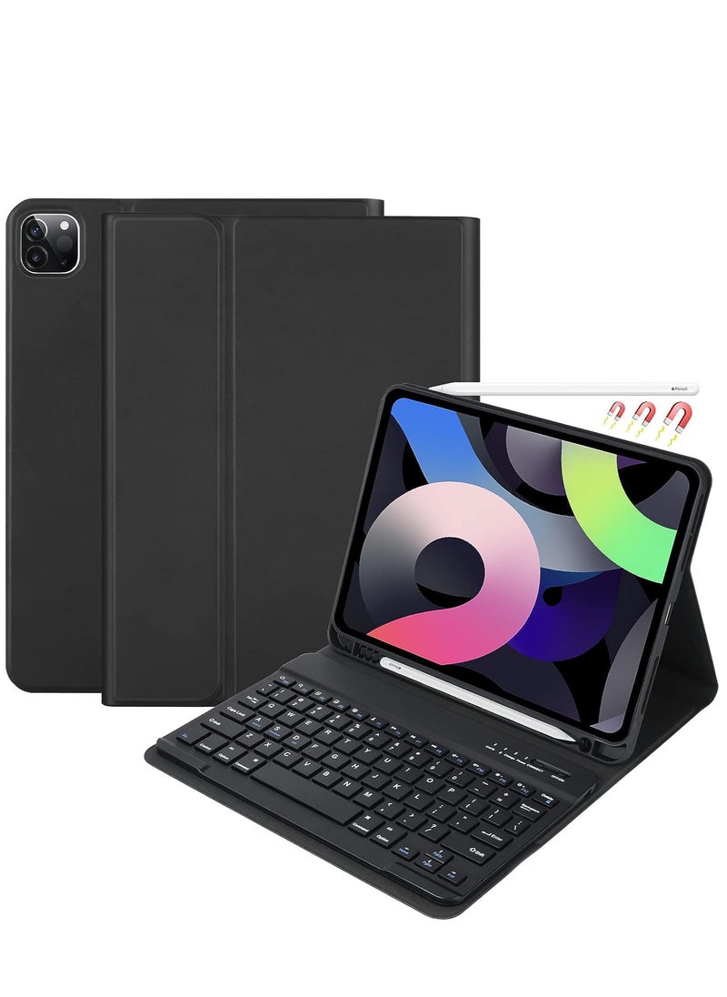 CaseBuy - Keyboard Case for iPad Pro 2022 11-inch 4th Gen Air 5th 4th Gen 2022/2020 Pro 11 1st 2nd 3rd 2018 /2020 /2021 10.9 inch Case with Pencil Holder Detachable BT Keyboard Smart Folio Black - Image 1