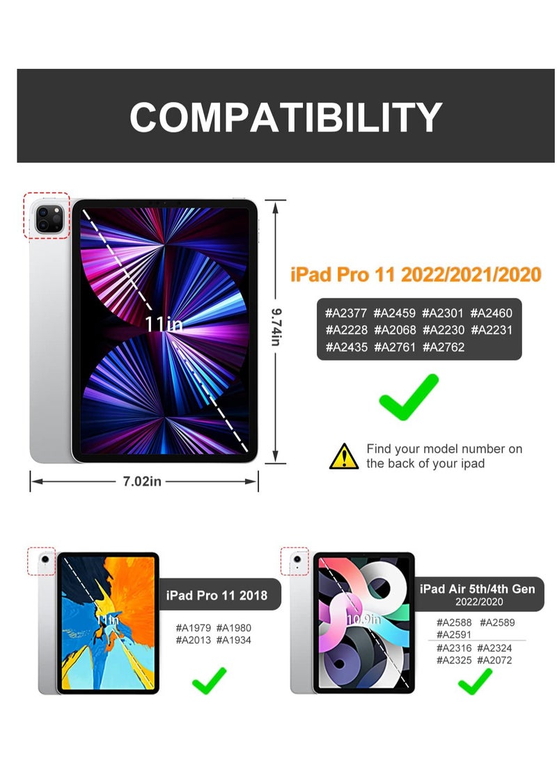 CaseBuy - Keyboard Case for iPad Pro 2022 11-inch 4th Gen Air 5th 4th Gen 2022/2020 Pro 11 1st 2nd 3rd 2018 /2020 /2021 10.9 inch Case with Pencil Holder Detachable BT Keyboard Smart Folio Black - Image 1