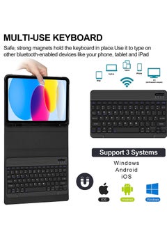 CaseBuy Keyboard Case for iPad Pro 2022 11-inch 4th Gen Air 5th 4th Gen 2022/2020 Pro 11 1st 2nd 3rd 2018 /2020 /2021 10.9 inch Case with Pencil Holder Detachable BT Keyboard Smart Folio Black  - Image 2