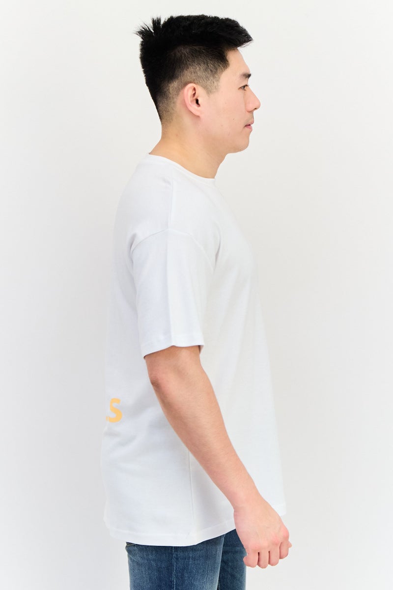 Fudo Men Crew Neck Short Sleeve Graphic Print T-Shirt, White - Image 4