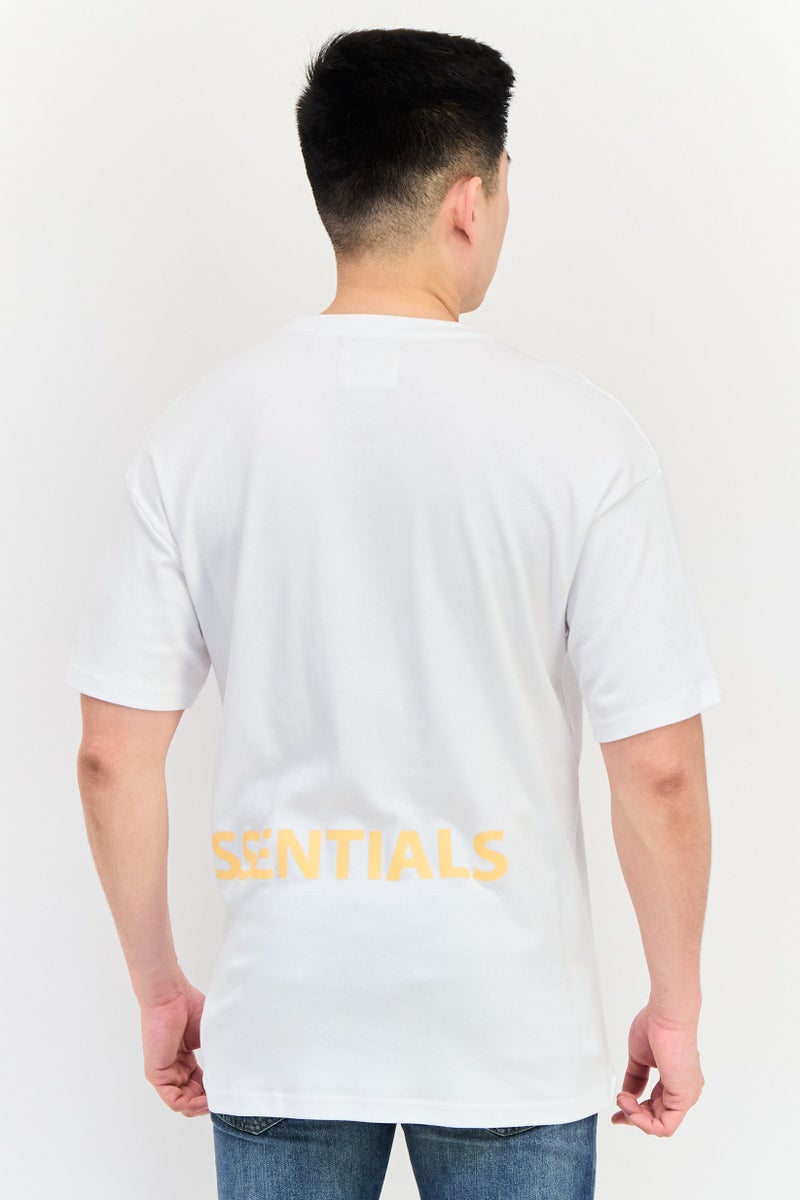 Fudo Men Crew Neck Short Sleeve Graphic Print T-Shirt, White - Image 3