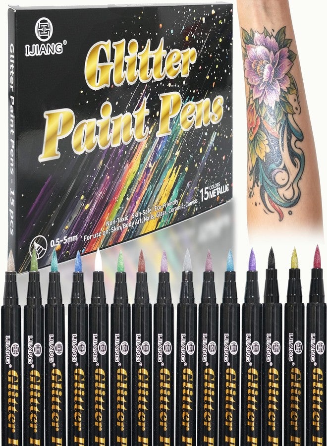 IJIANG Temporary Tattoos Markers for Body Skin - 15 Metallic - Image 1
