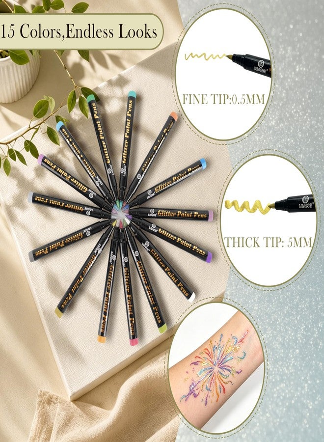 IJIANG Temporary Tattoos Markers for Body Skin - 15 Metallic - Image 4