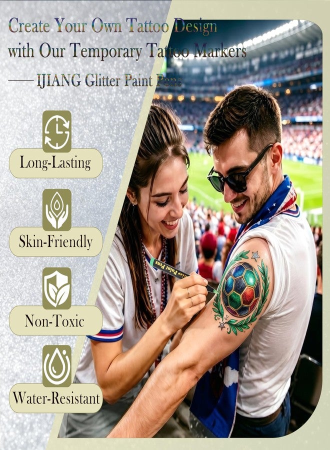 IJIANG Temporary Tattoos Markers for Body Skin - 15 Metallic - Image 2