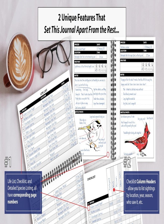 OptiLiving Publishing Birding Journal with Life List & Checklist A5 - Image 5