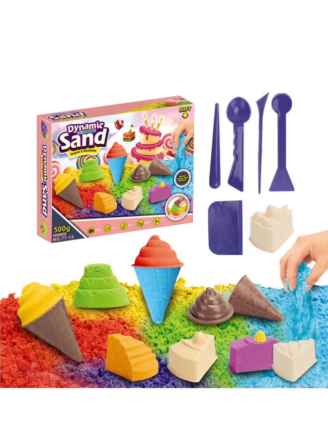 Space Sand Full Set Of Power Magic Sand Tray Suit Children Play Sand Toy With Fruit Ice Cream Mold Product-Specifications:Fruit Suit  - Image 2