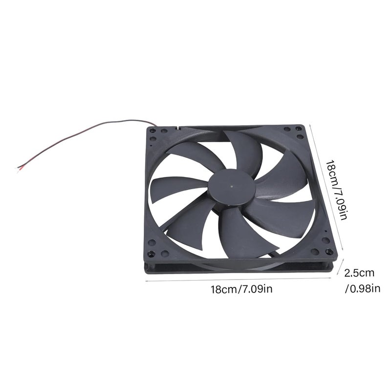 مروحة عادم خادم مقاس 180x180x25mm 12V 80CFM لتدفقات الهواء لتهوية حظائر الحيوانات الأليفة والصوبات الزراعية وأجهزة الألعاب ومروحة عادم الحالة - Image 3