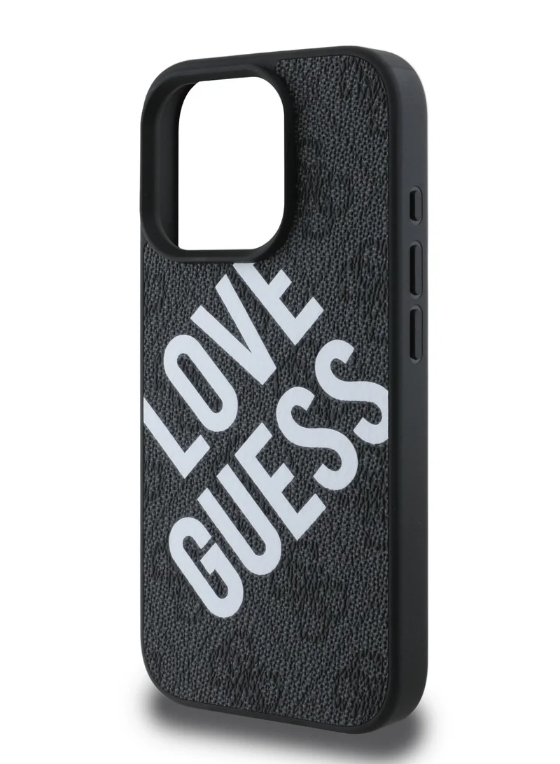 GUESS PU 4G Big Love Guess Logo Case for iPhone 16 Pro - Black