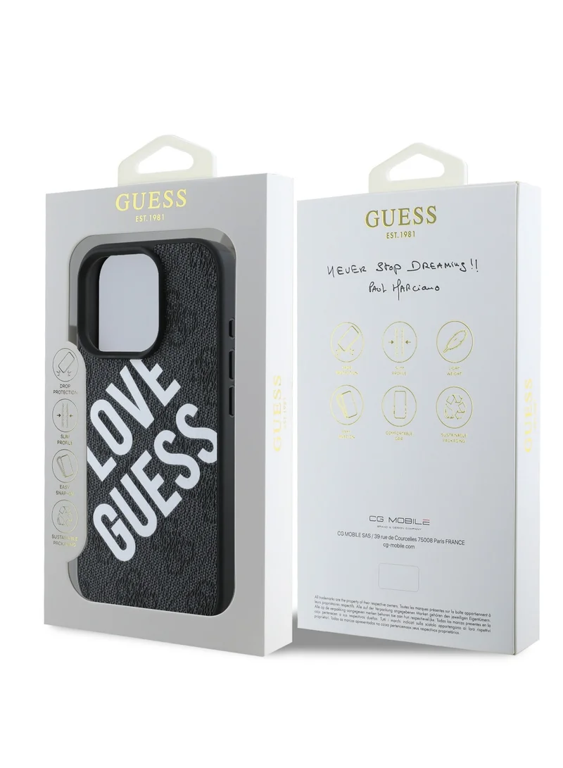 GUESS PU 4G Big Love Guess Logo Case for iPhone 16 Pro - Black
