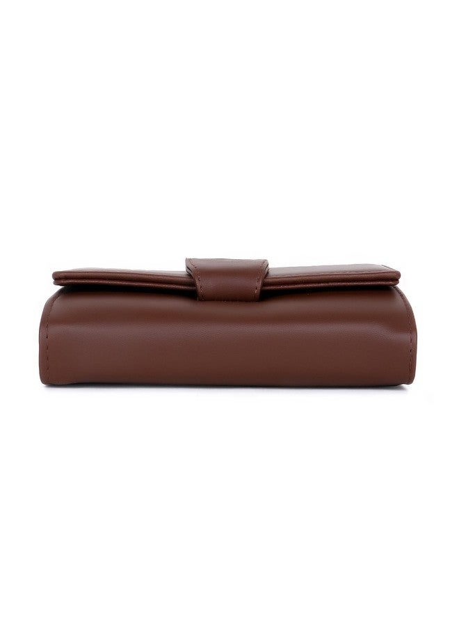 Nexeura Women’s Clutch Purse - Stylish Evening Party Handbag with Golden Accent, Elegant PU Leather Wallet for Girls & Women, Wedding, Cocktail & Casual Outfits, Trendy Gift for Ladies (BROWN) - Image 4