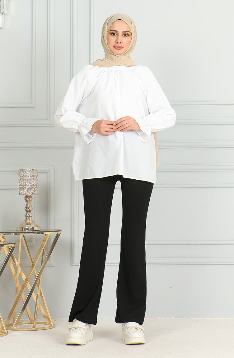 Bell-bottomed Trousers 7094-01 Black