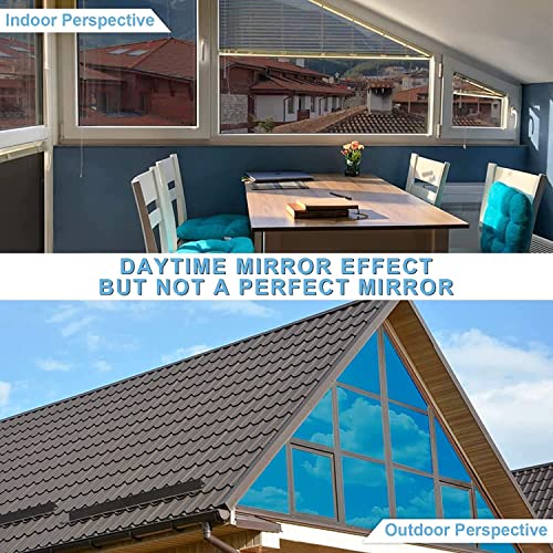 HAPPYMATES One Way Daytime Window Tint Anti UV Heat Control Privacy Protecting Sun Blocking Reflective Window Film for Home & Office (19.9 Inch X 6.5 Feet, Blue Silver) - Image 3
