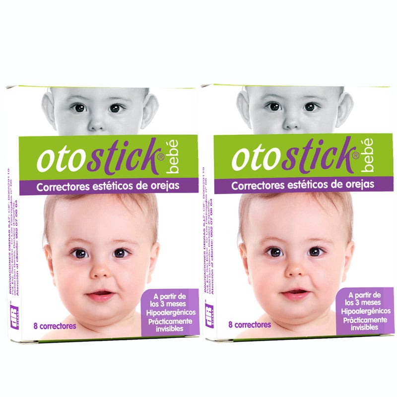 Otostick أوتوستيك بيبي - عبوة 2 تحتوي على 8 قطع مصحح للأذن البارزة للأطفال مع قبعة للأطفال - أدوات طبية للأطفال لتصحيح الأذنين الكبيرتين من عمر 3 أشهر - Image 1
