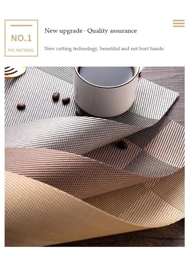 DUNISO 4 Piece PVC Placemat  Waterproof Washable Table Mat Non-Slip Heat-Resistant Rectangular Washable Table Mats For Dining Patio Table Kitchen Decor grey color 45x30CM - Image 5