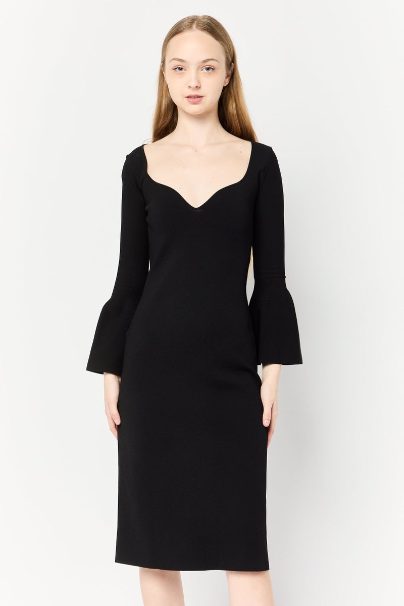 STELLA MCCARTNEY Women Solid Midi Dress, Black  - Image 1