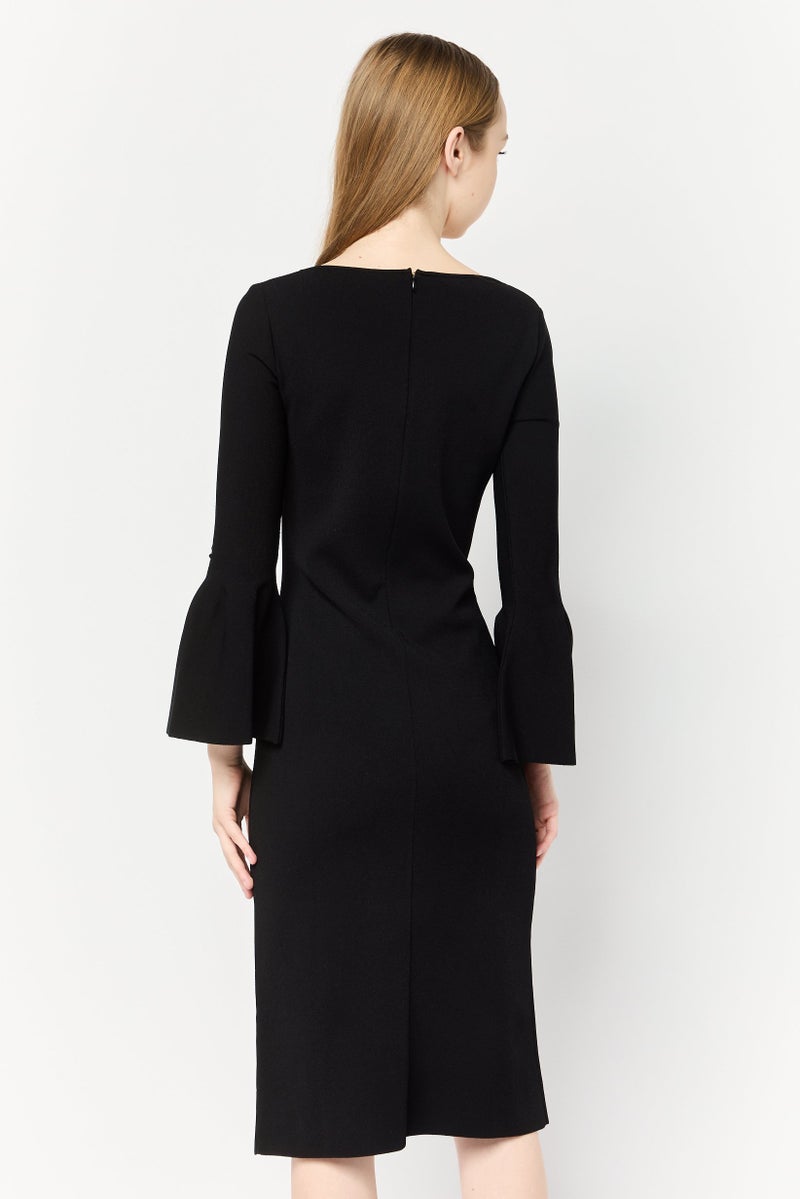 STELLA MCCARTNEY Women Solid Midi Dress, Black  - Image 3