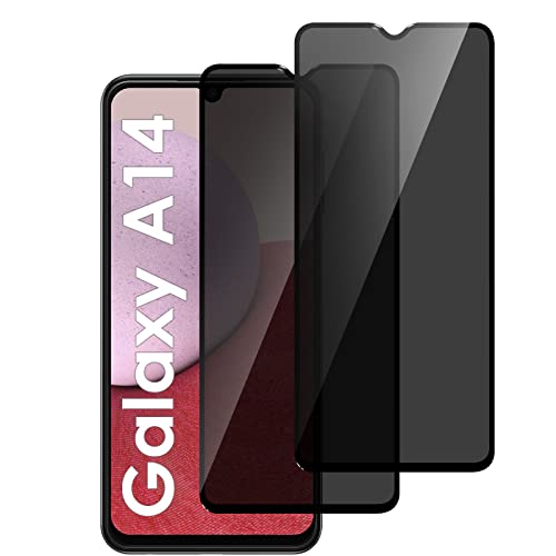 LYWHL 2 Pack for Samsung Galaxy A14 5G Privacy Screen Protector, Anti Spy Tempered Glass 9H Hardness Protective Film for Galaxy A14 6.6”, Anti Scratch Case Friendly Bubble Free Easy Install - Black - Image 1